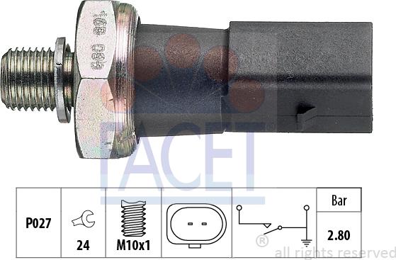 FACET 7.0185 - Sensore, Pressione olio www.autoricambit.com