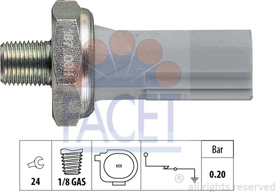 FACET 7.0187 - Sensore, Pressione olio www.autoricambit.com