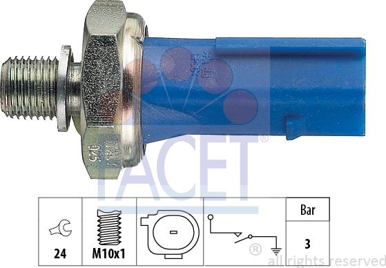 FACET 7.0212 - Sensore, Pressione olio www.autoricambit.com