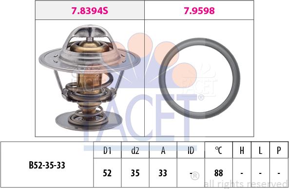 FACET 7.8394 - Termostato, Refrigerante www.autoricambit.com