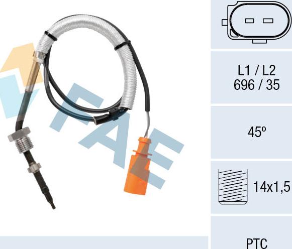 FAE 68058 - Sensore, Temperatura gas scarico www.autoricambit.com