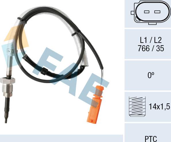 FAE 68005 - Sensore, Temperatura gas scarico www.autoricambit.com