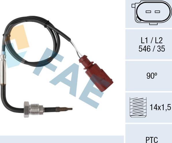 FAE 68016 - Sensore, Temperatura gas scarico www.autoricambit.com