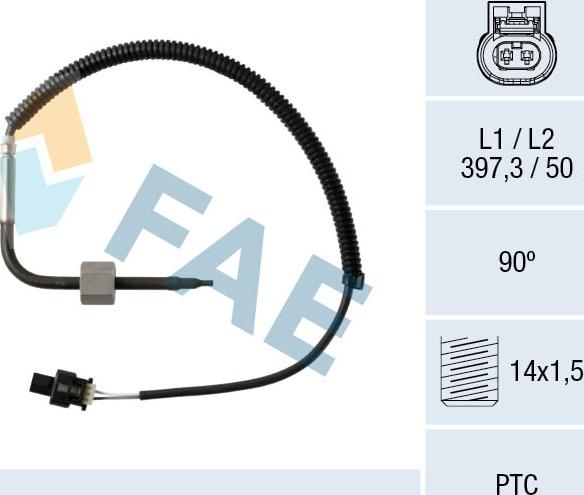 FAE 68012 - Sensore, Temperatura gas scarico www.autoricambit.com