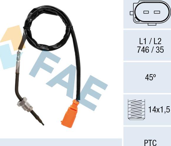 FAE 68035 - Sensore, Temperatura gas scarico www.autoricambit.com