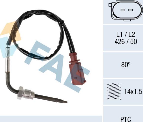 FAE 68036 - Sensore, Temperatura gas scarico www.autoricambit.com