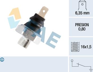 FAE 11630 - Sensore, Pressione olio www.autoricambit.com