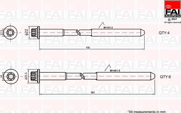 FAI AutoParts B1625 - Kit bulloni testata www.autoricambit.com