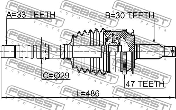 Febest 0414-KB4A47L - Kit giunti, Semiasse www.autoricambit.com