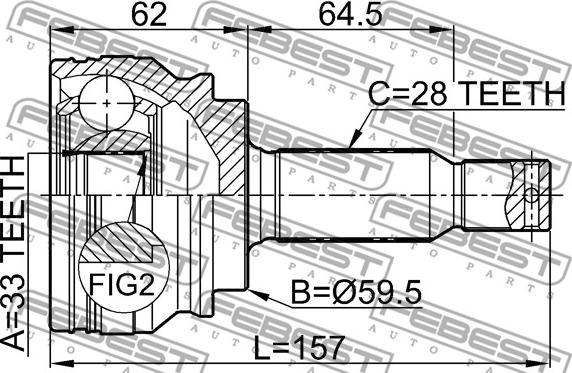 Febest 0410-CY34 - Kit giunti, Semiasse www.autoricambit.com