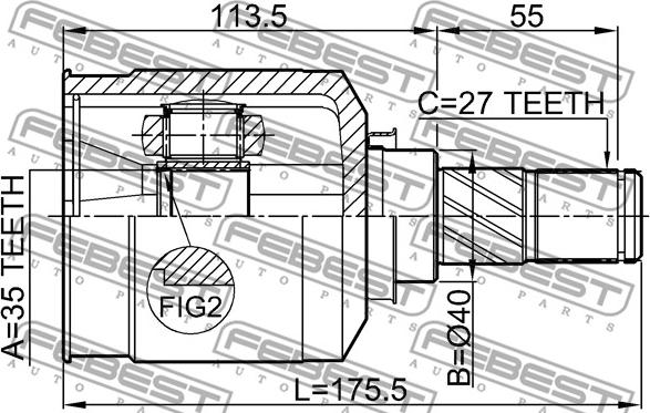 Febest 0411-CW5LH - Kit giunti, Semiasse www.autoricambit.com