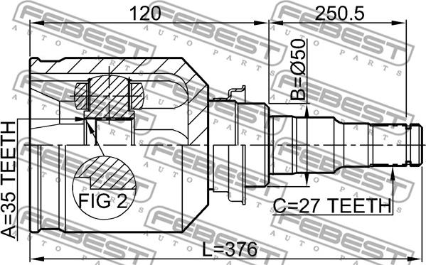 Febest 0411-CW5RH - Kit giunti, Semiasse www.autoricambit.com