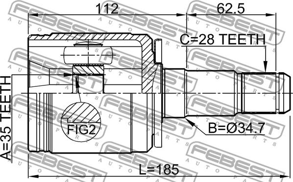 Febest 0411-V97LH - Kit giunti, Semiasse www.autoricambit.com