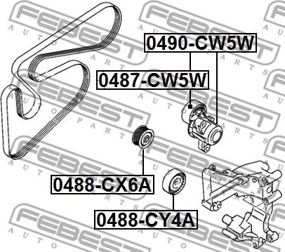 Febest 0488-CY4A - Galoppino/Guidacinghia, Cinghia Poly-V www.autoricambit.com