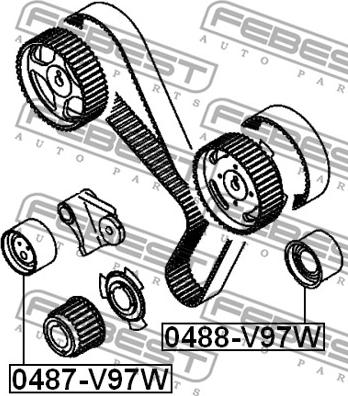 Febest 0488-V97W - Galoppino/Guidacinghia, Cinghia dentata www.autoricambit.com