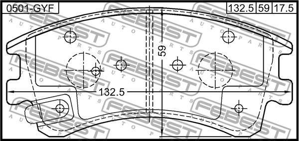 Febest 0501-GYF - Kit pastiglie freno, Freno a disco www.autoricambit.com