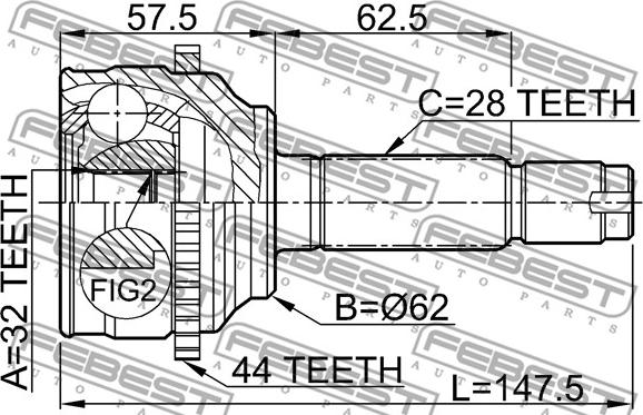 Febest 0510-044A44 - Kit giunti, Semiasse www.autoricambit.com