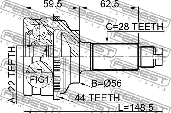 Febest 0510-038A44 - Kit giunti, Semiasse www.autoricambit.com