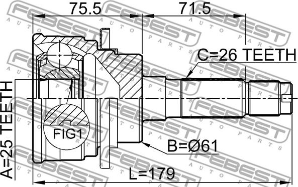 Febest 0510-B25 - Kit giunti, Semiasse www.autoricambit.com