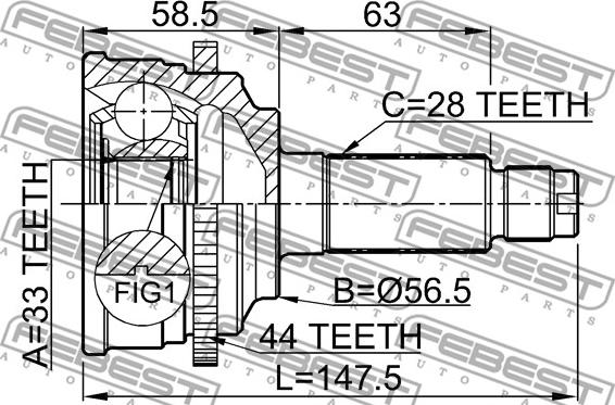 Febest 0510-M6A44 - Kit giunti, Semiasse www.autoricambit.com