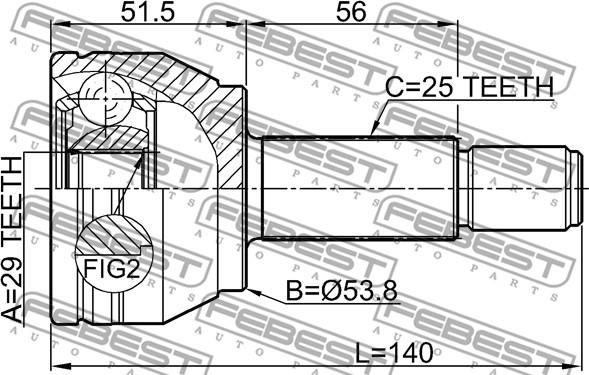 Febest 0510-M2 - Kit giunti, Semiasse www.autoricambit.com