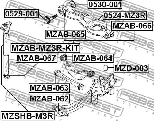 Febest MZAB-063 - Silent Block, Supporto Braccio Oscillante www.autoricambit.com