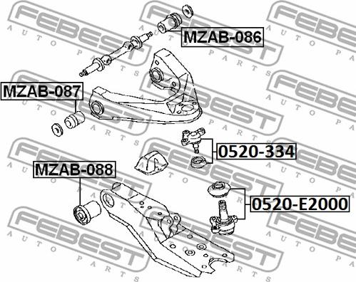 Febest 0520-E2000 - Giunto di supporto / guida www.autoricambit.com