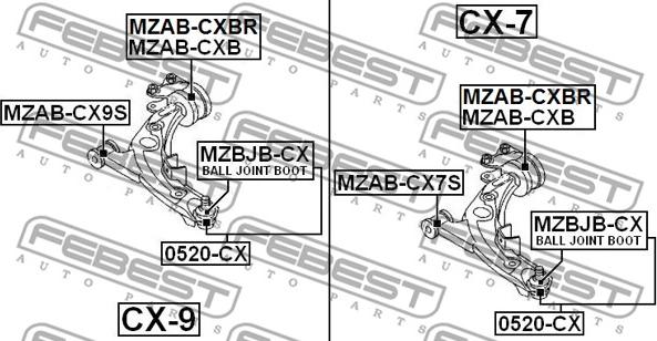 Febest MZAB-CXB - Silent Block, Supporto Braccio Oscillante www.autoricambit.com