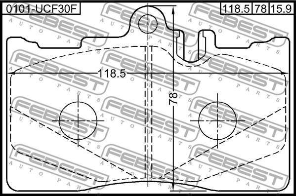 Febest 0101-UCF30F - Kit pastiglie freno, Freno a disco www.autoricambit.com