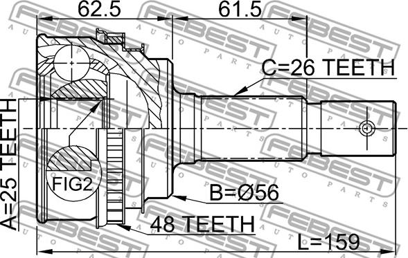 Febest 0110-005A48 - Kit giunti, Semiasse www.autoricambit.com