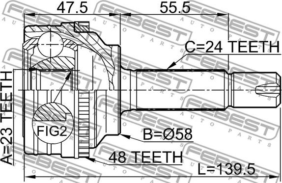 Febest 0110-035A48 - Kit giunti, Semiasse www.autoricambit.com