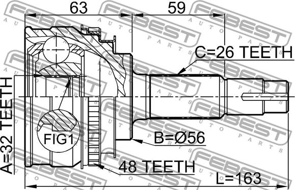 Febest 0110-027A48 - Kit giunti, Semiasse www.autoricambit.com