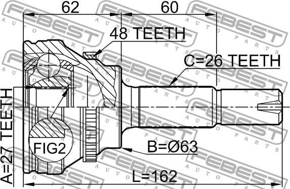 Febest 0110-072A48 - Kit giunti, Semiasse www.autoricambit.com