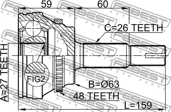 Febest 0110-ACV40A48 - Kit giunti, Semiasse www.autoricambit.com