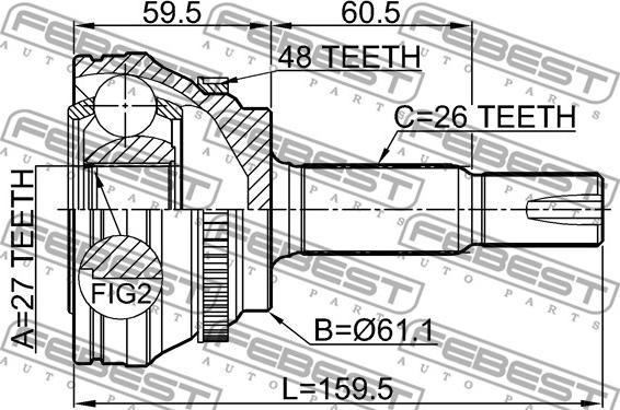 Febest 0110-ASV50A48 - Kit giunti, Semiasse www.autoricambit.com