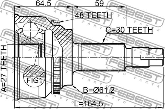 Febest 0110-AVV50A48 - Kit giunti, Semiasse www.autoricambit.com