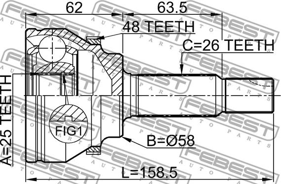 Febest 0110-AZT250A48 - Kit giunti, Semiasse www.autoricambit.com