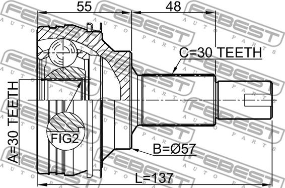 Febest 0110-GRX125 - Kit giunti, Semiasse www.autoricambit.com