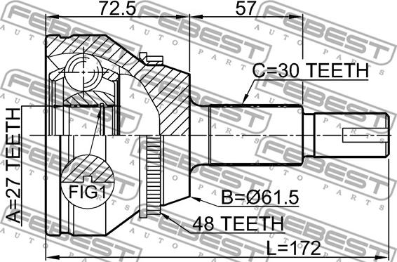 Febest 0110-GSL20A48 - Kit giunti, Semiasse www.autoricambit.com