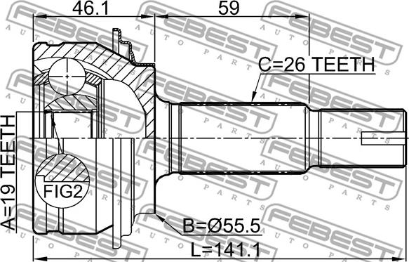 Febest 0110-KSP90Z19 - Kit giunti, Semiasse www.autoricambit.com