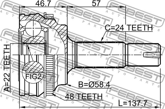 Febest 0110-NCP10A48 - Kit giunti, Semiasse www.autoricambit.com