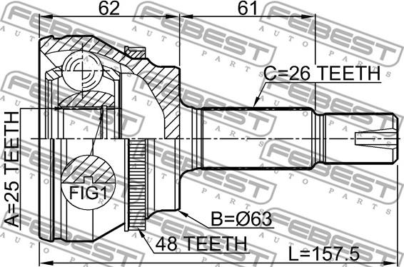 Febest 0110-ZNRA48 - Kit giunti, Semiasse www.autoricambit.com