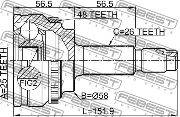 Febest 0110-ZRE144A48 - Kit giunti, Semiasse www.autoricambit.com