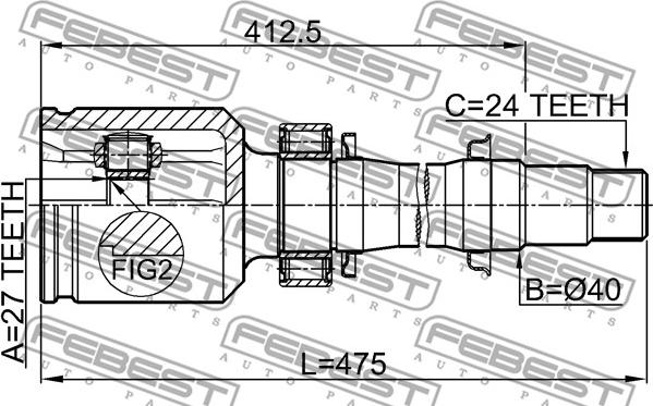 Febest 0111-ACA38RH - Kit giunti, Semiasse www.autoricambit.com