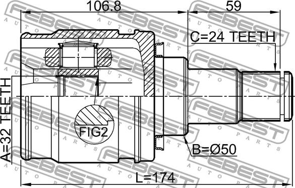 Febest 0111-ACV51LH - Kit giunti, Semiasse www.autoricambit.com