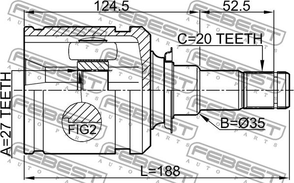 Febest 0111-AZT255LH - Kit giunti, Semiasse www.autoricambit.com