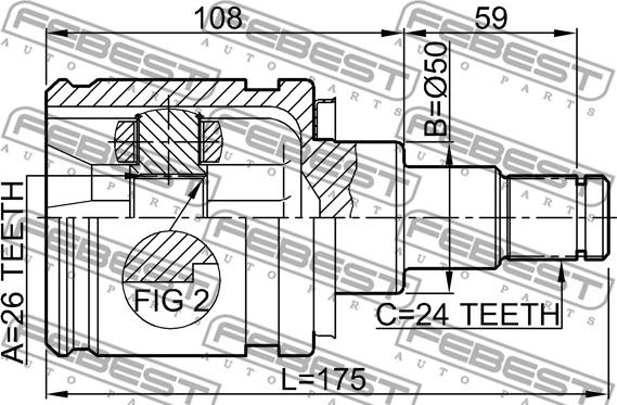 Febest 0111-AZT250LH - Kit giunti, Semiasse www.autoricambit.com