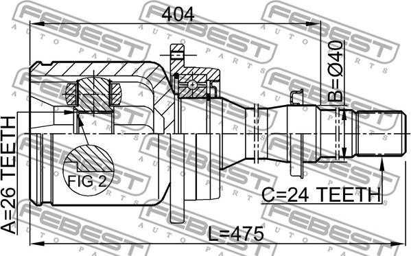 Febest 0111-AZT251RH - Kit giunti, Semiasse www.autoricambit.com