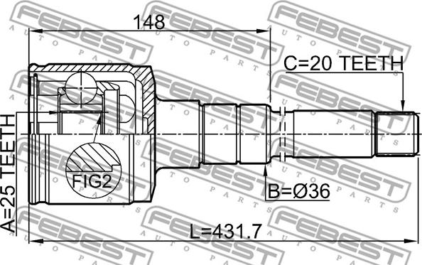 Febest 0111-ST215RH - Kit giunti, Semiasse www.autoricambit.com