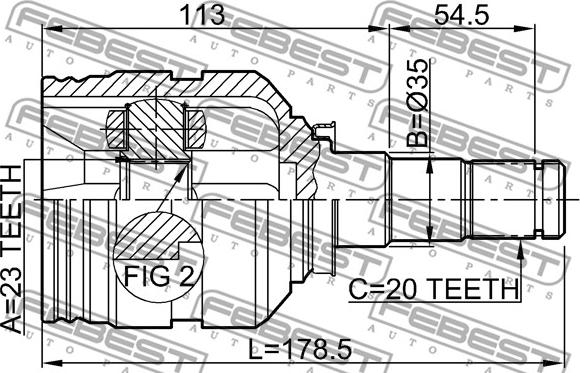 Febest 0111-ST220LH - Kit giunti, Semiasse www.autoricambit.com